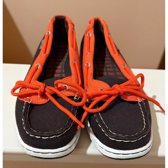 Eastland Shoes - Eastland San Francisco Giants MLB Canvas Boat Shoes Women's Black Orange‎ 7.